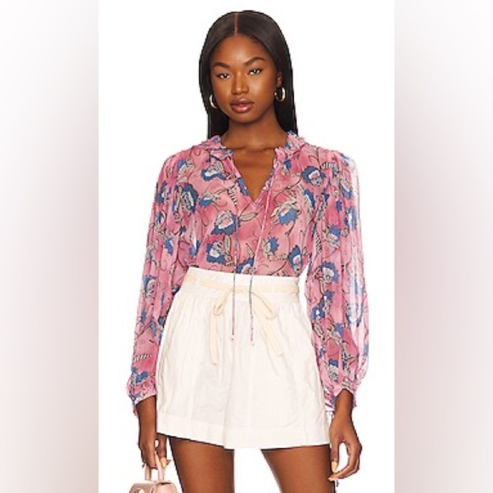 Cleobella Pink Floral Long-Sleeve Blouse